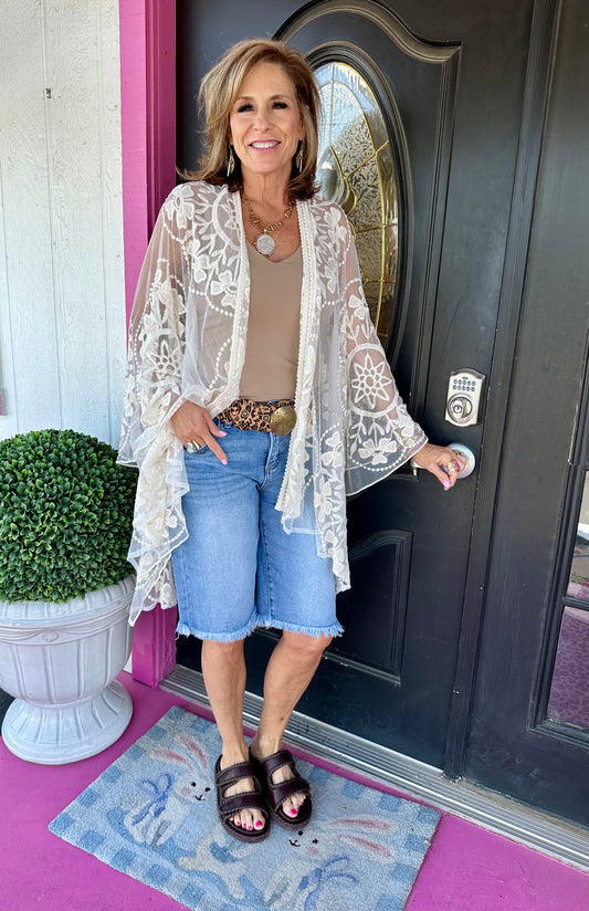 Natural Lace/Crochet Duster OS