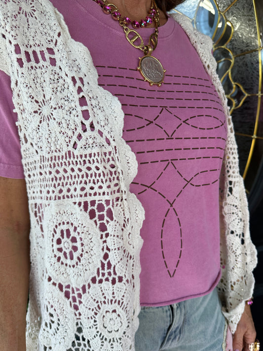 Pink Boot Stitch Tee