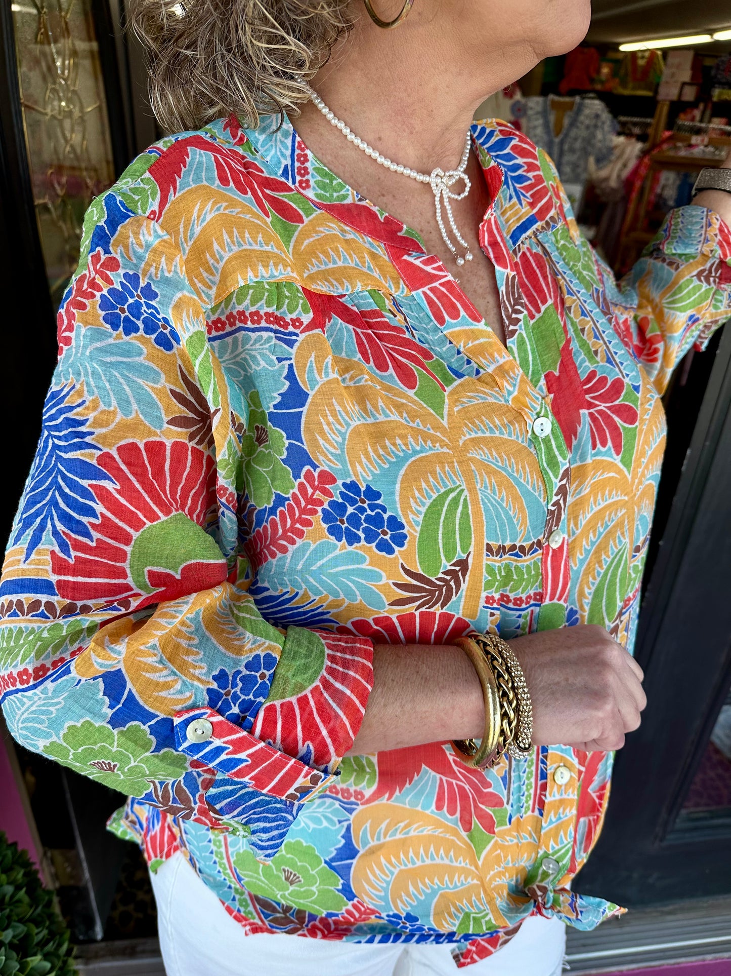 Orange/Royal 3/4 Tie Top