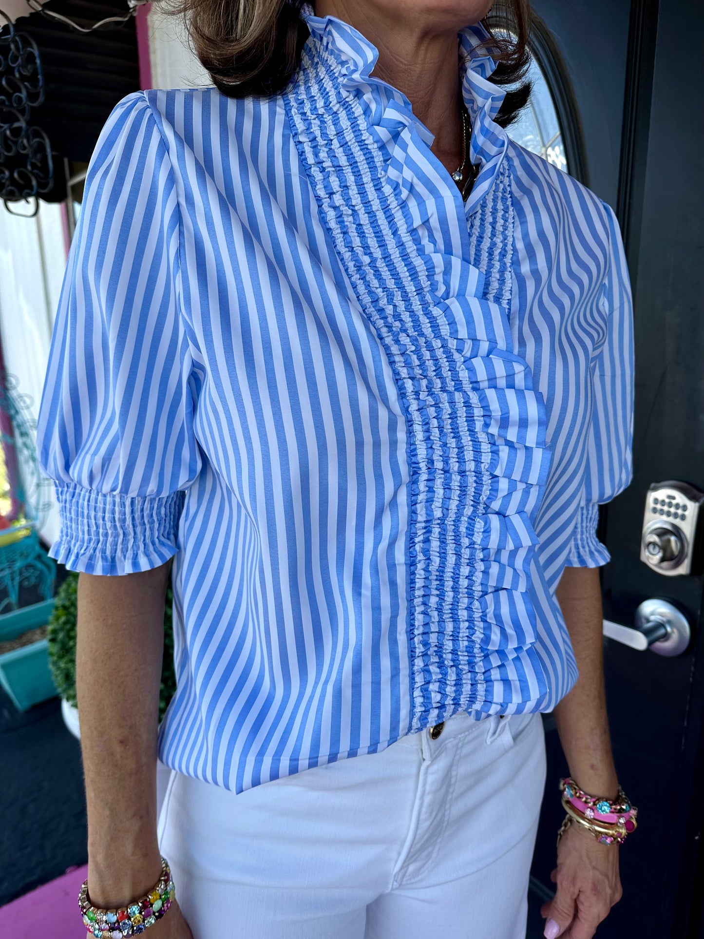 Blue/White Striped Top