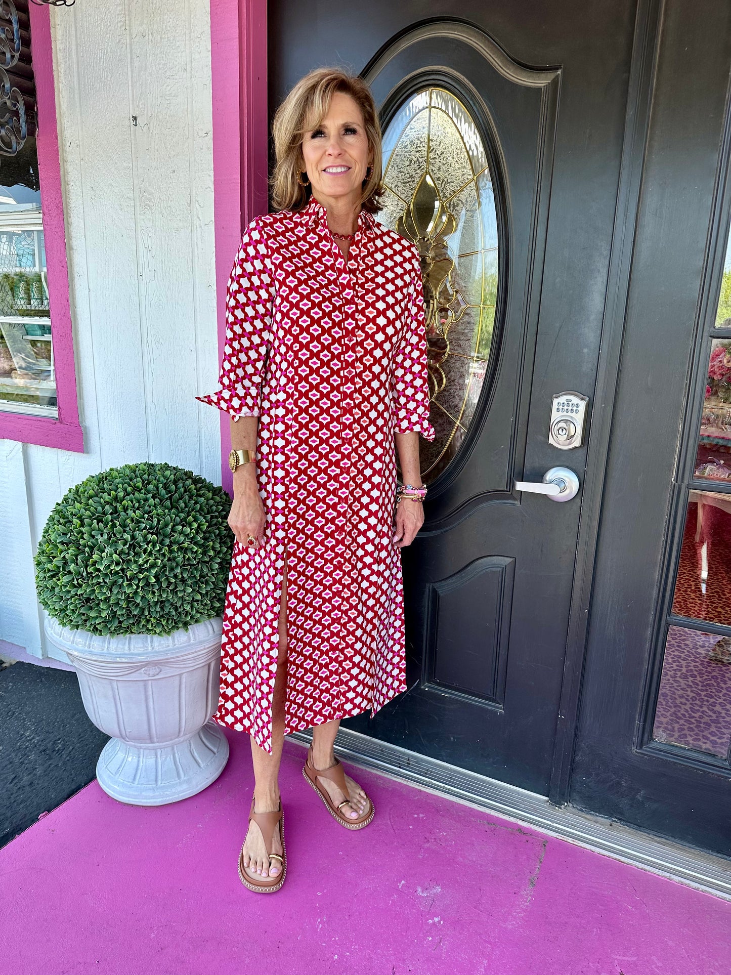 Dark Red Printed Maxi Dress