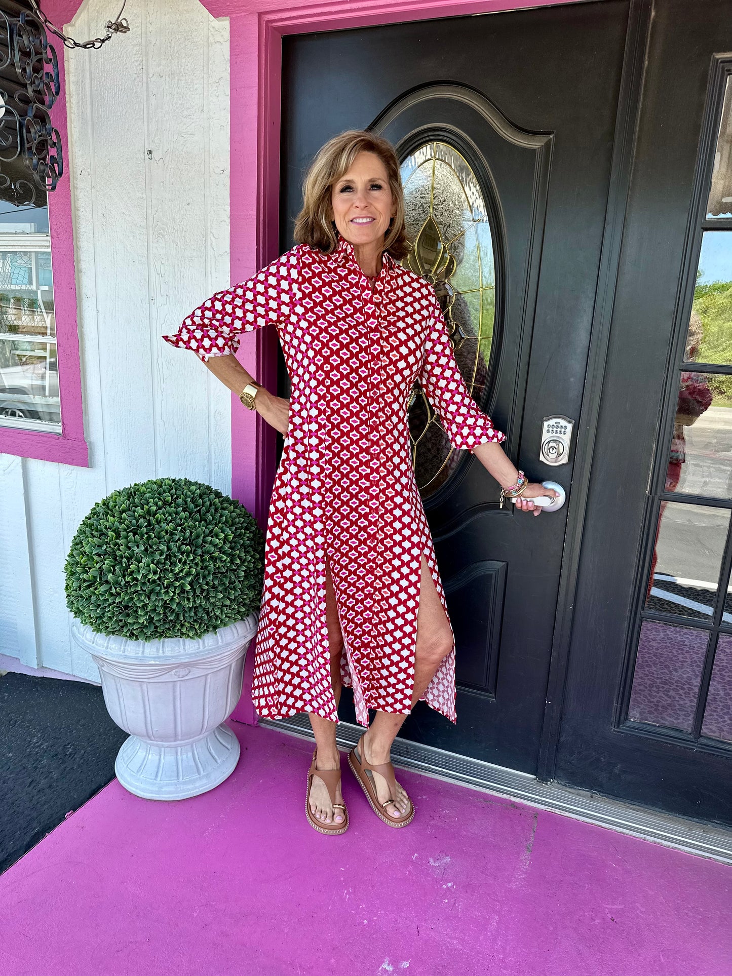 Dark Red Printed Maxi Dress