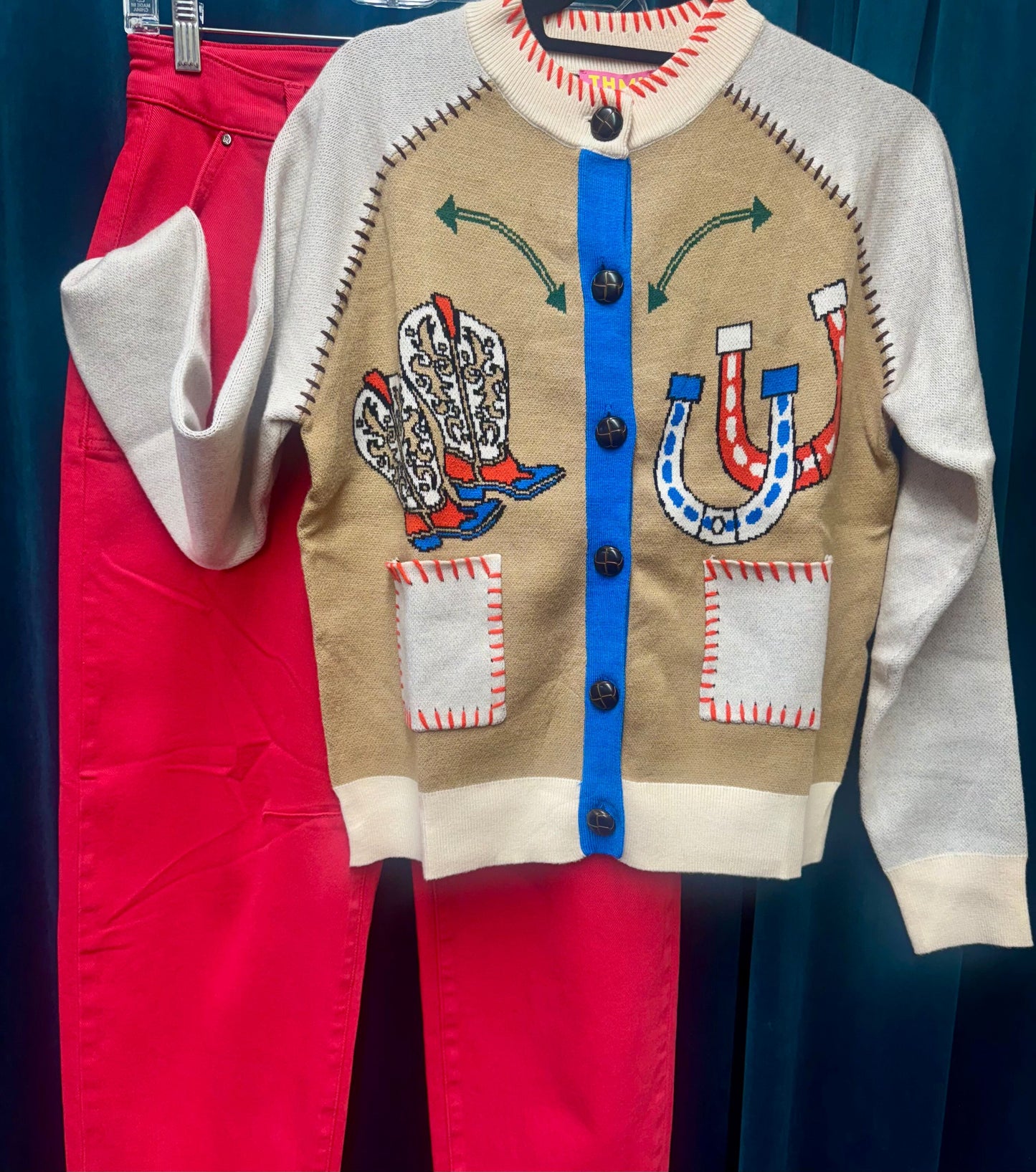 Cream Western Emb Cardigan