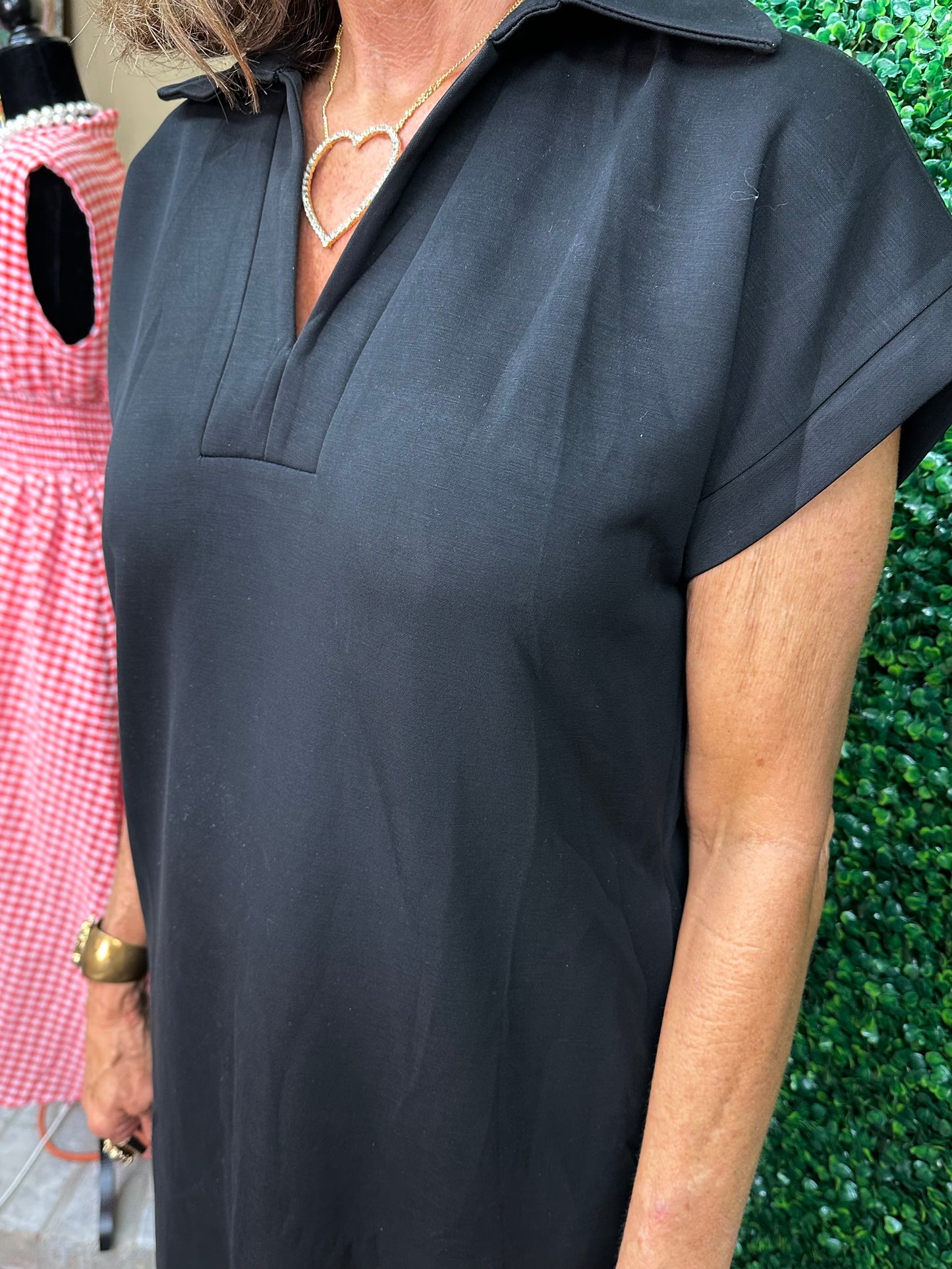 Black V-Neck Collar Maxi Dress
