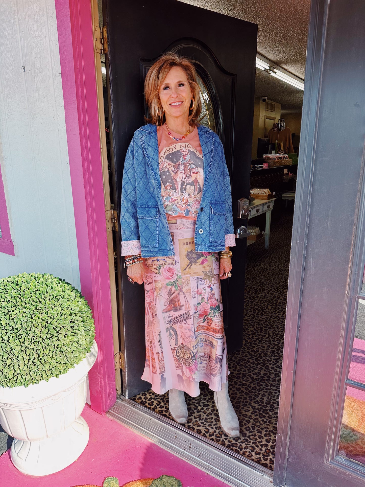 Rose West Long Satin Skirt