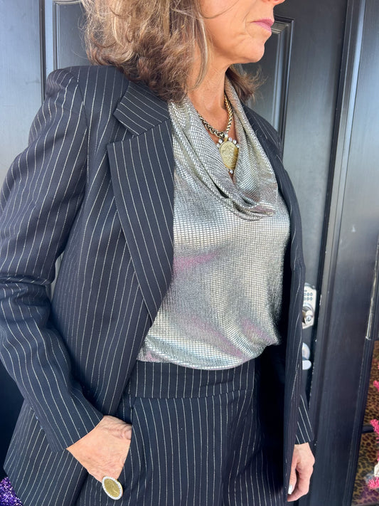 Baylor Blk/Silver Stripe Blazer