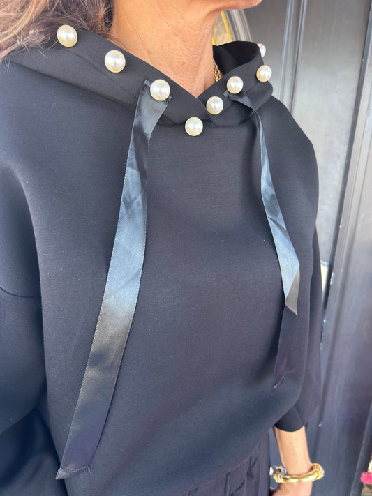 Black with Pearls LS Pant Set