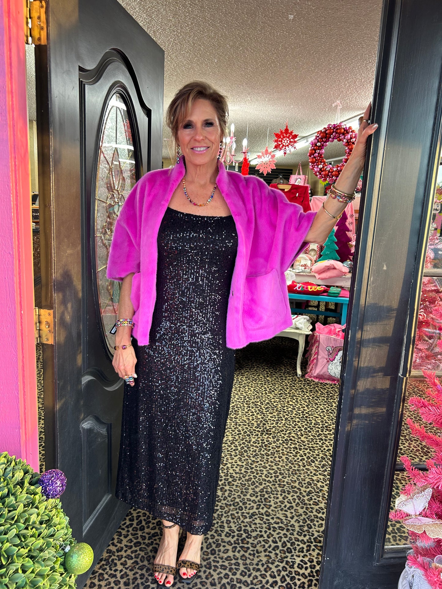 Black Paulina Sequin Dress