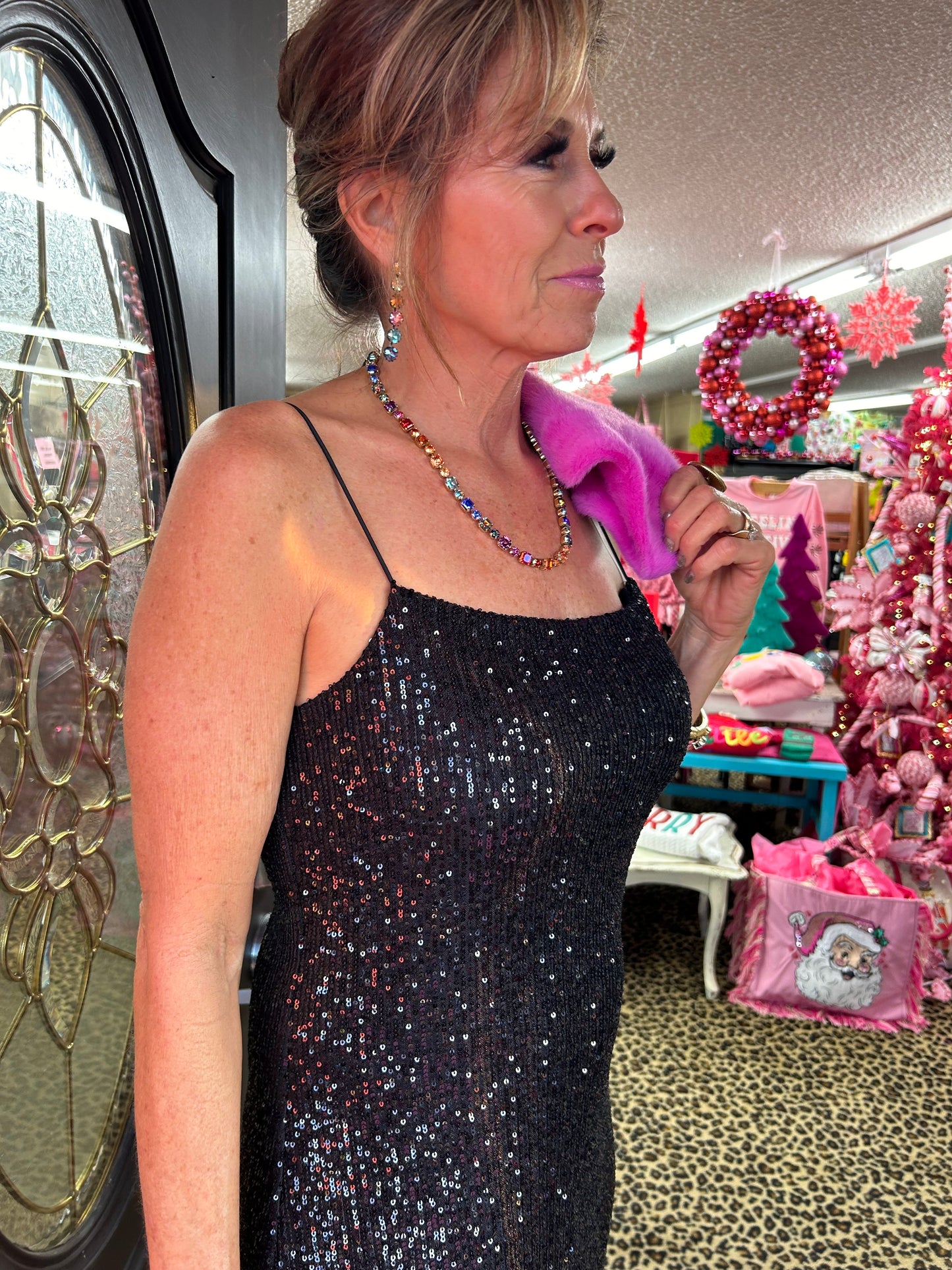 Black Paulina Sequin Dress