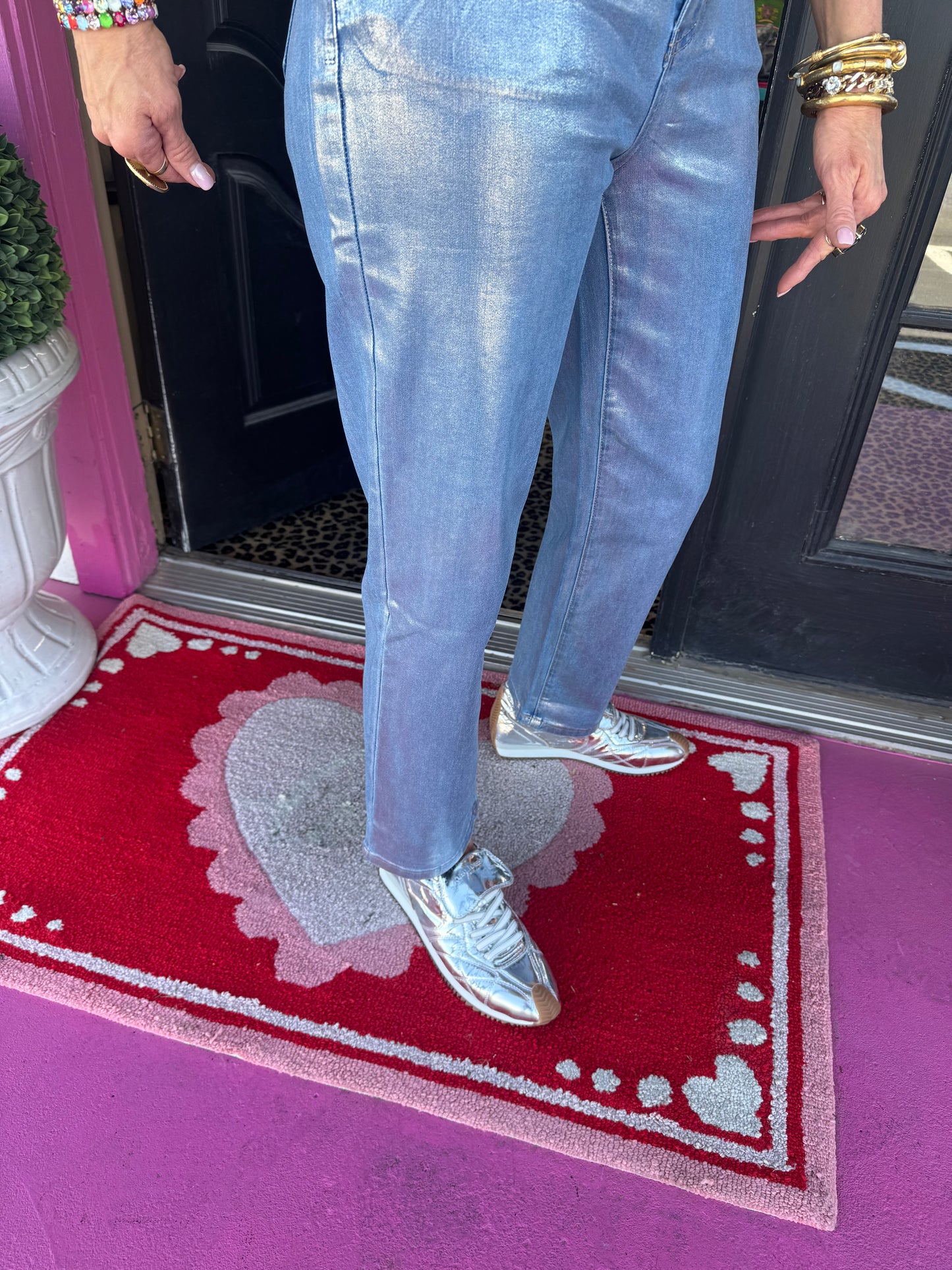 Foil Cuff Straight Leg Jean