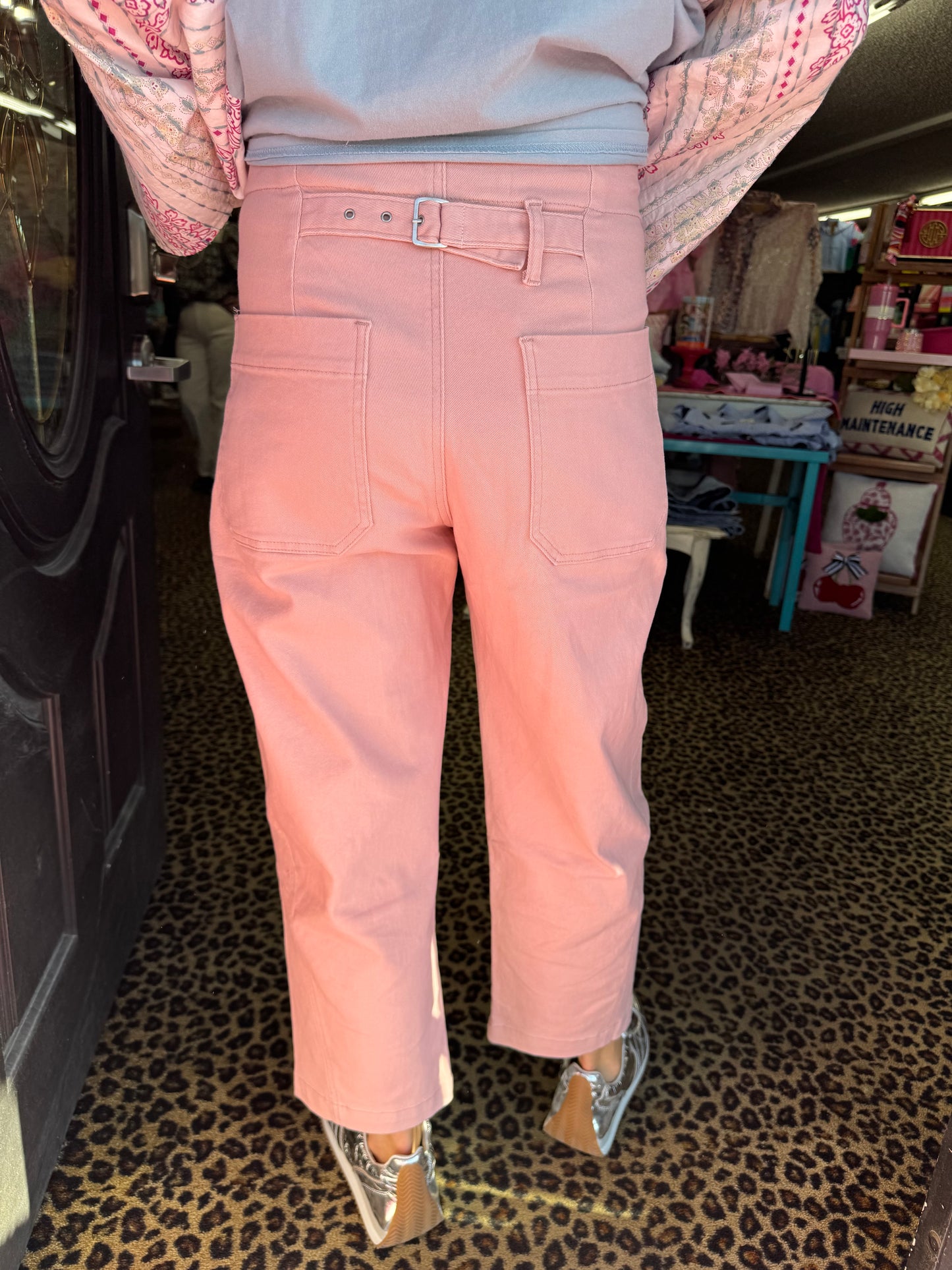Light Pink Button Up Barrel Jean