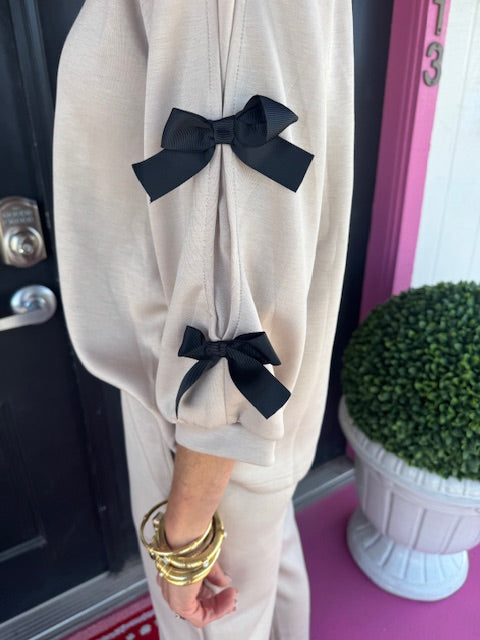 Taupe & Black Ribbons Pant Set