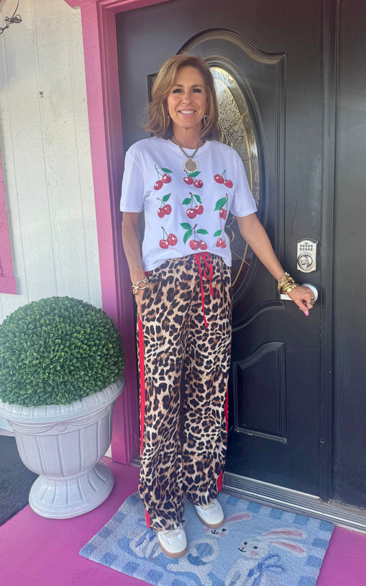 Leopard Red Stripe Elastic Pant