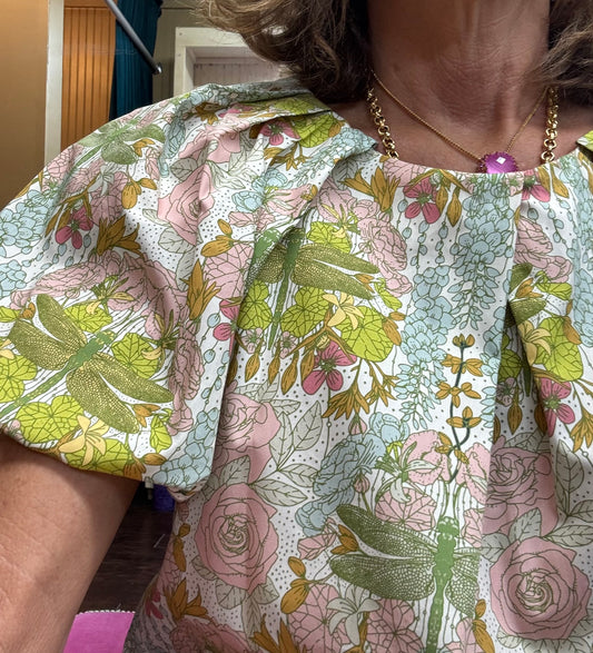 Green Pleated Neck Top