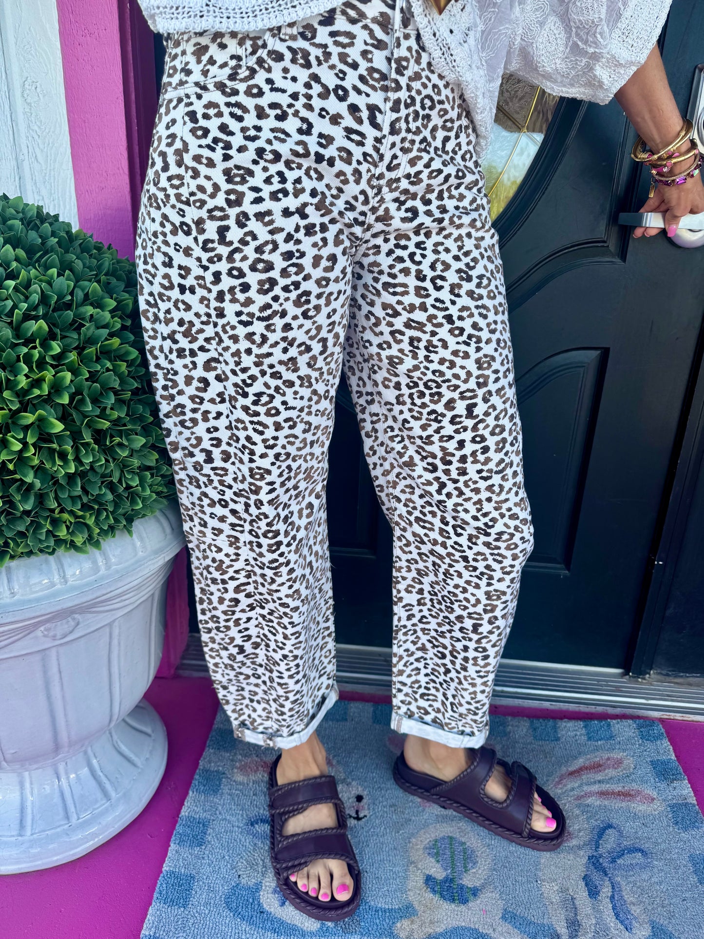 Cream Leopard Barrel Cuffed