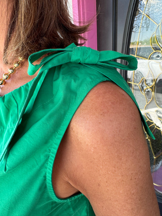 Green Tie Detail Sleeve Blouse