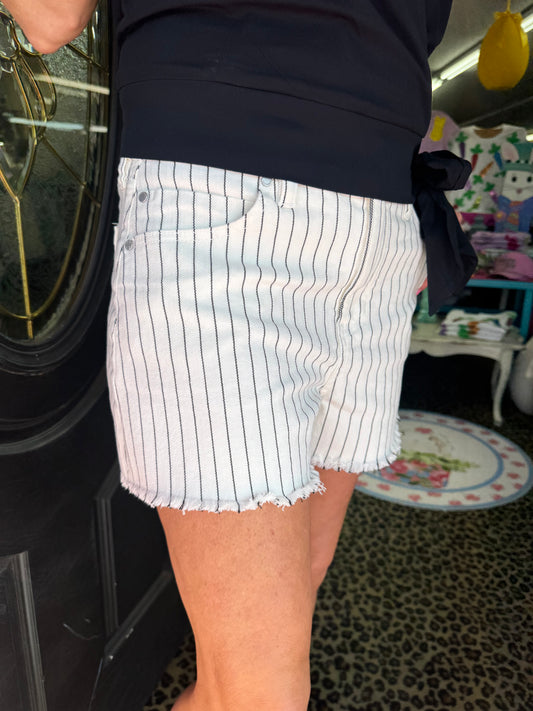 White Pinstripe Christine Short
