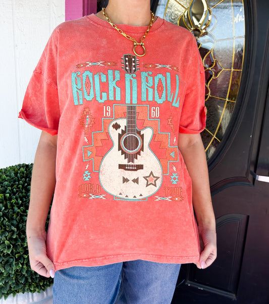 Rock N Roll Guitar Aztec Tee