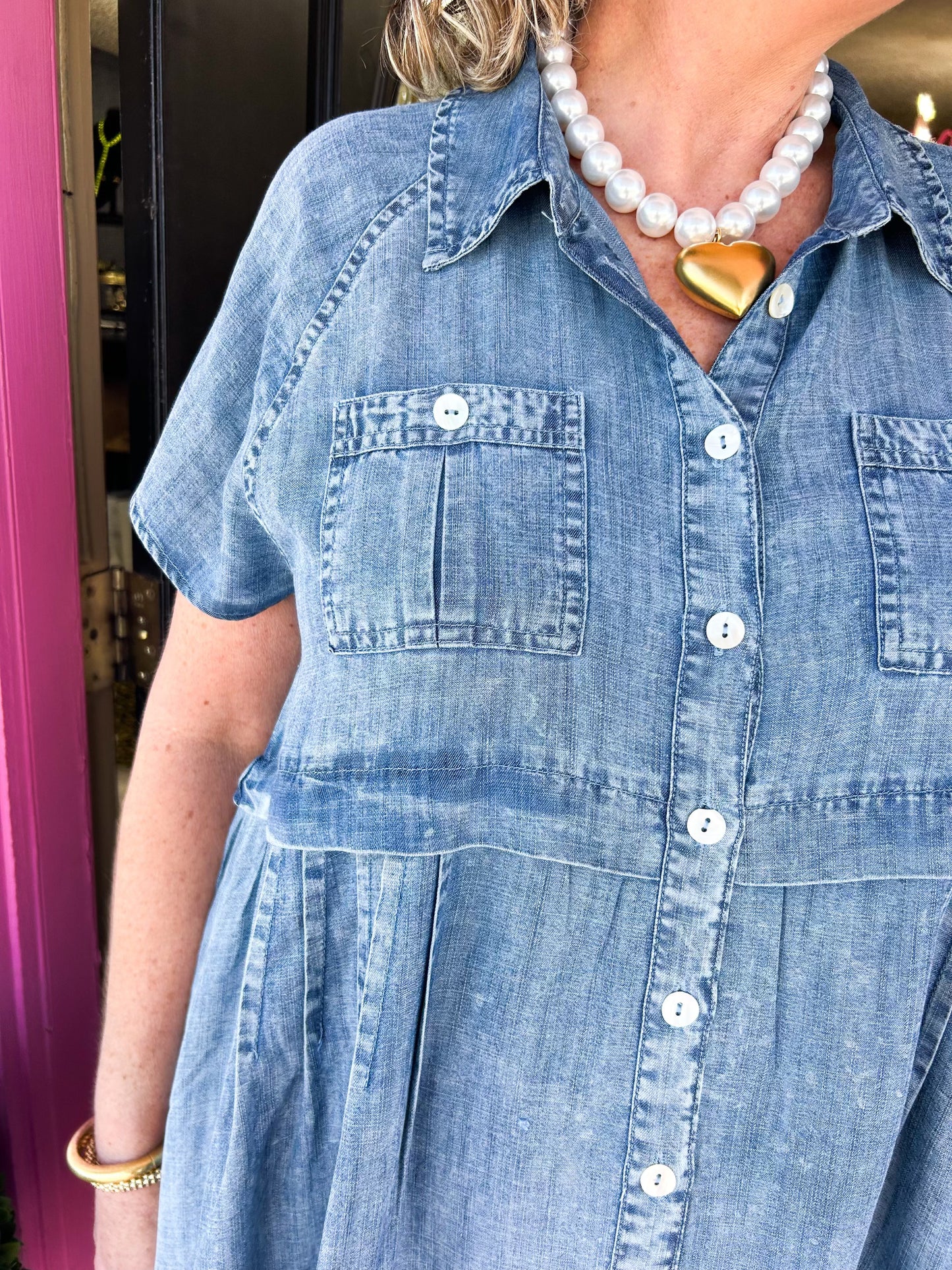 Indigo Denim Shirt Dress
