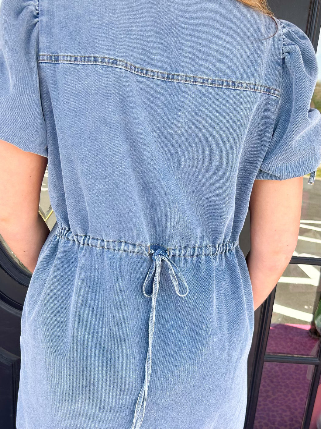 Light Denim Tie Back Dress