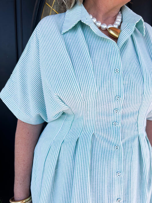 Green/White Stripe Dress