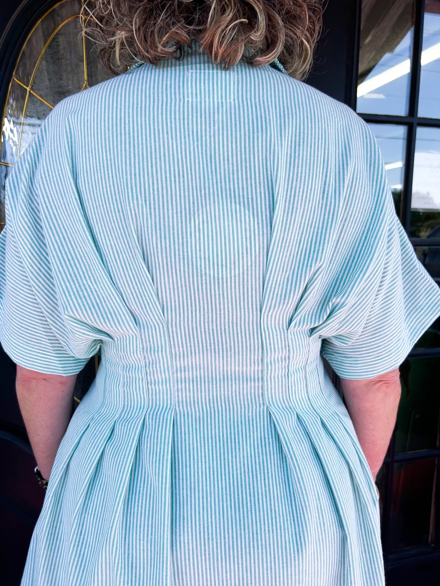 Green/White Stripe Dress