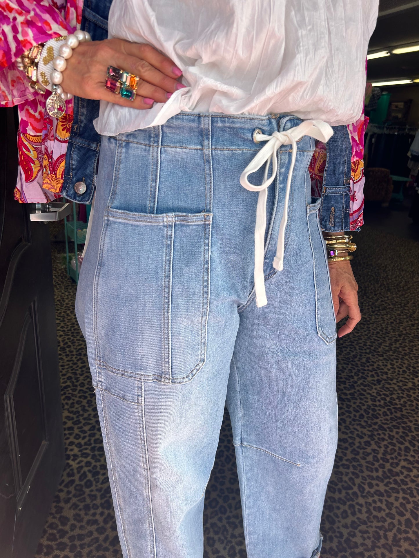 Light Denim Barrel Cargo Cuffed