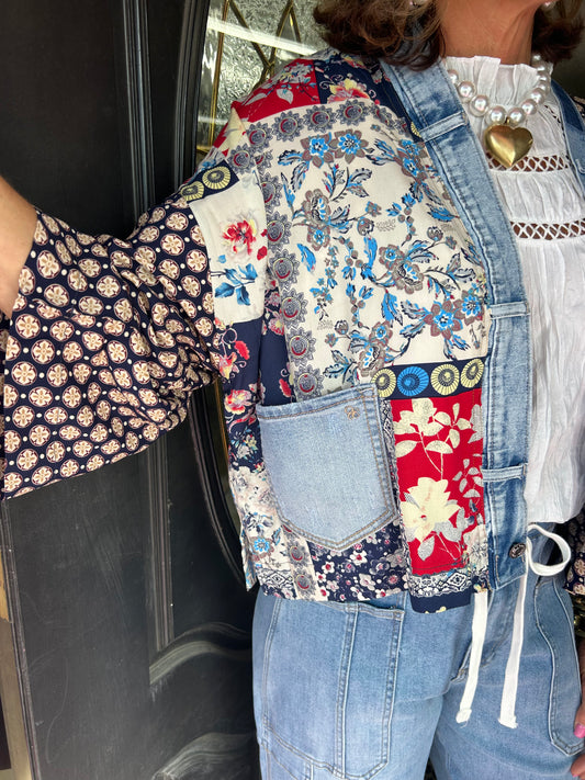 Karol Denim Mix Cardigan OS