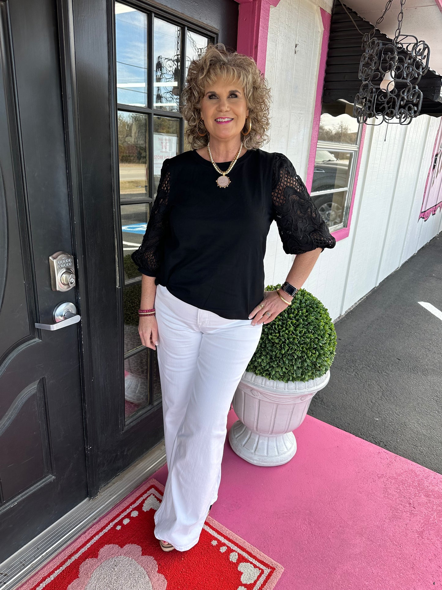 Black Ruth Pointe Top with Lace