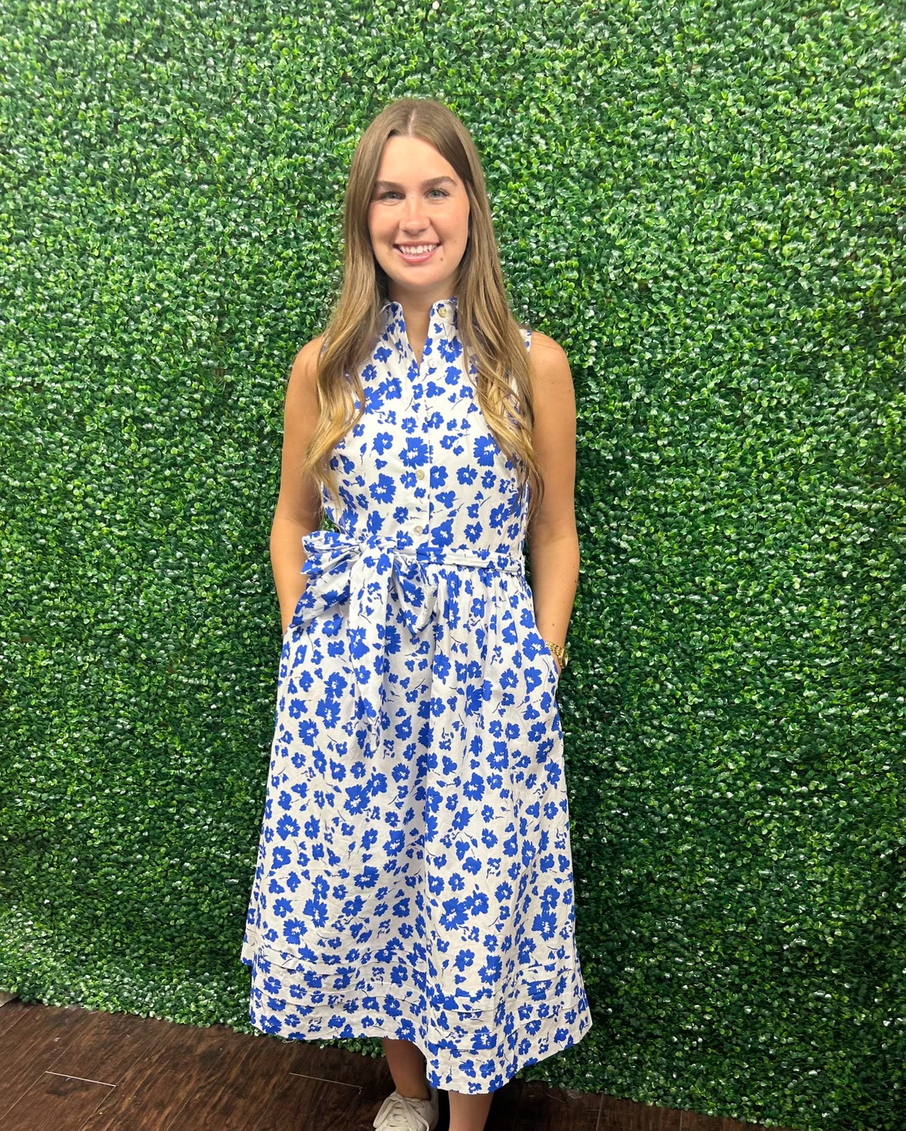 Cobalt Blue Floral Maxi Dress