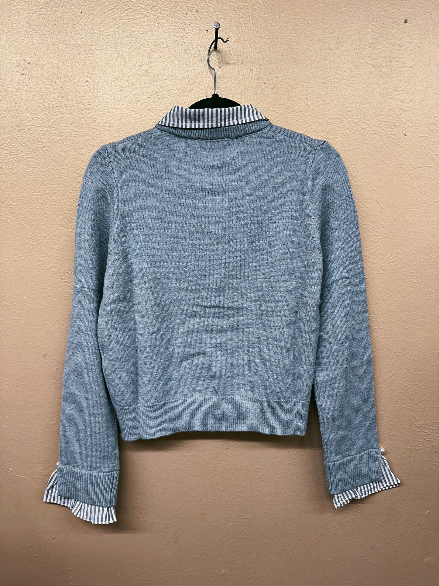 Grey collared cardigan sweater