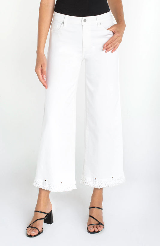 Stride White Embroidered Wide Crop