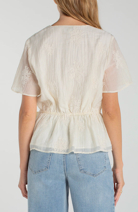 Cream SS Wrap Tie Top