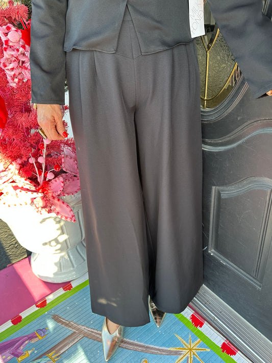 Black Belted Wide Leg Pant