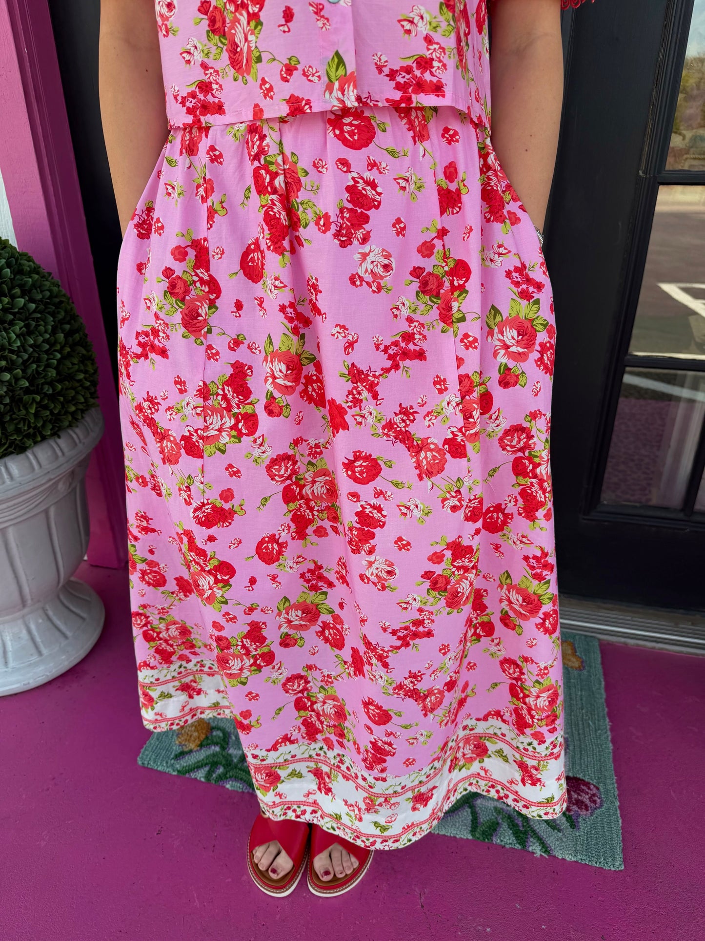 Pink Mini Floral Skirt Set