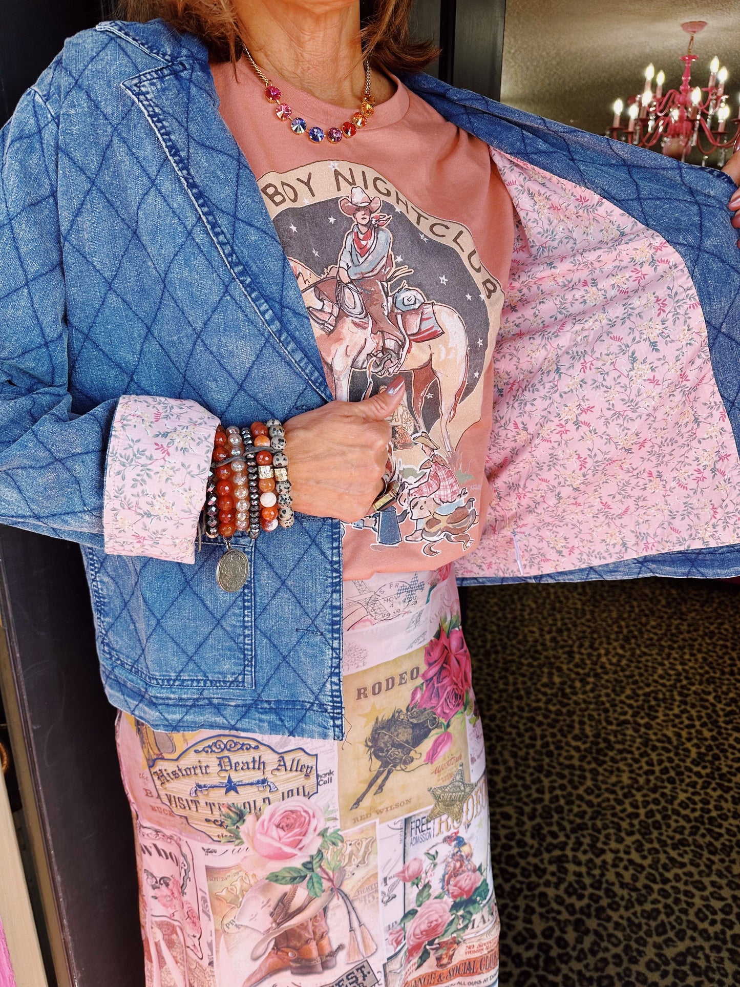 Denim Snow Wash Quilted Jacket