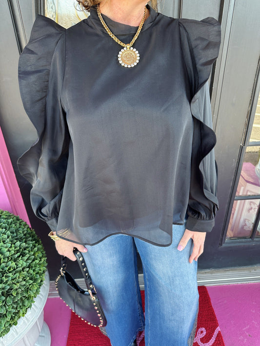 Black Jermaine LS Top