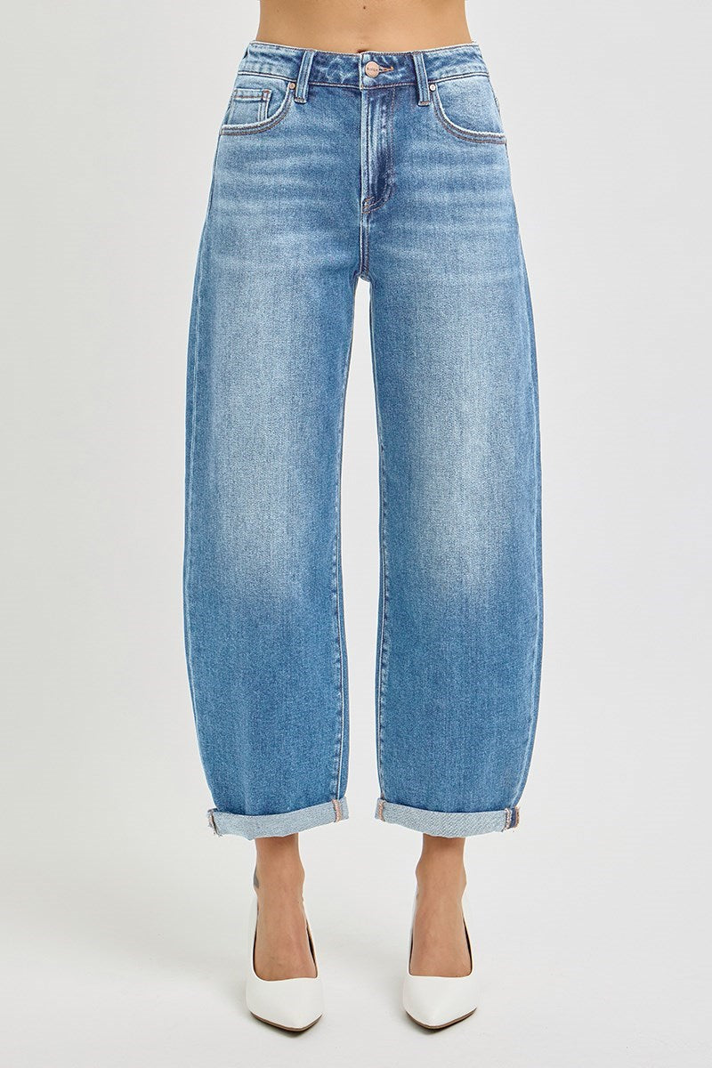 HR Crop Mild Barrel Cuffed Jean