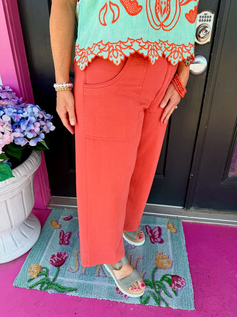 Red Clay Stride Cargo Wide Leg