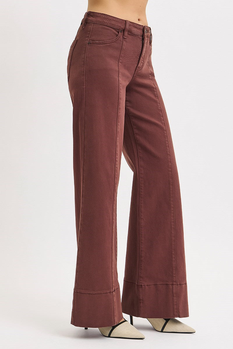 Choco Brown TC Wide Hem Pants