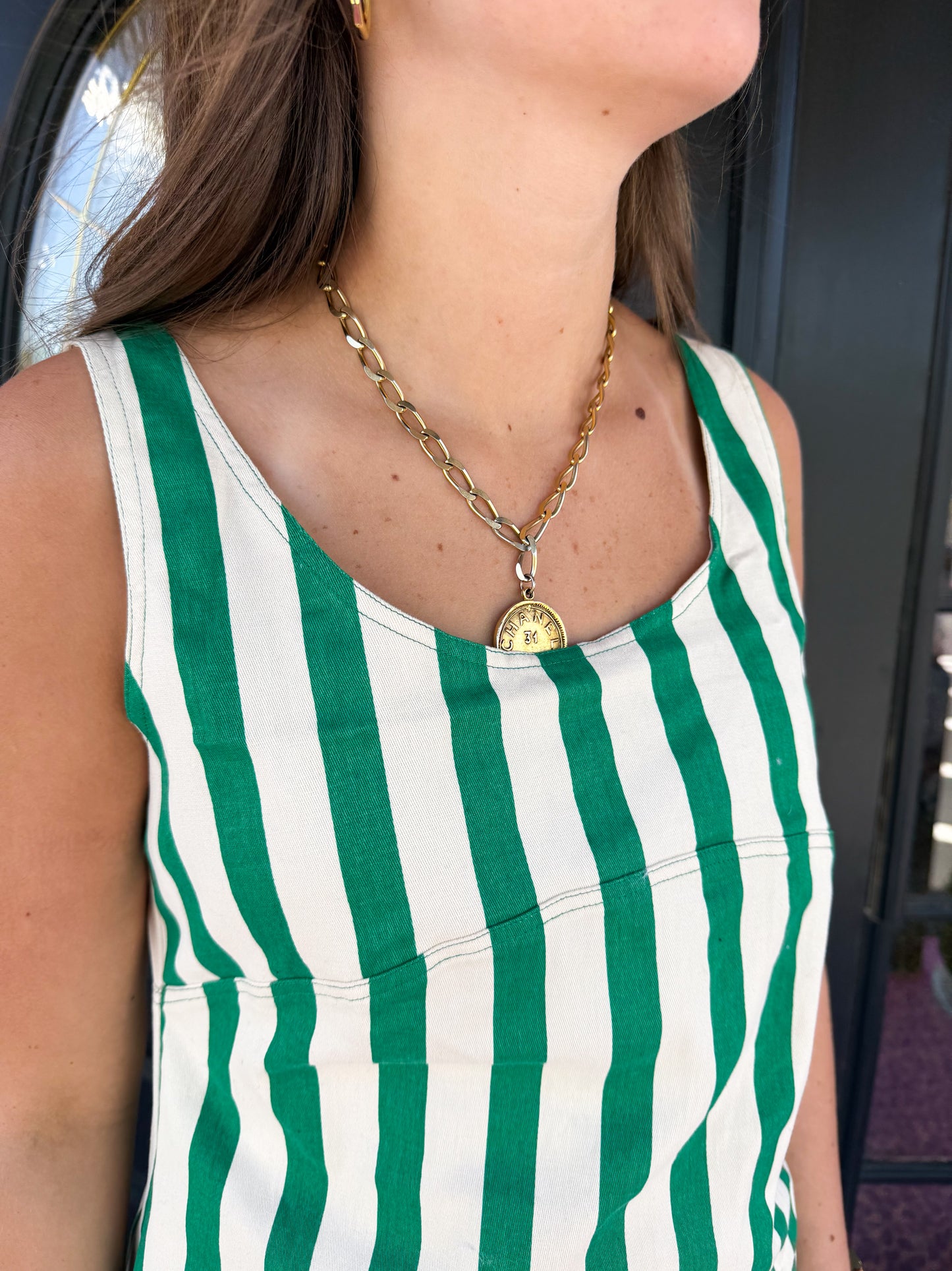 Green Striped Mini Dress