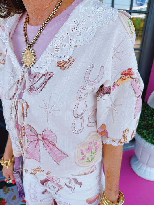 Let's Rodeo Lace Tie Top