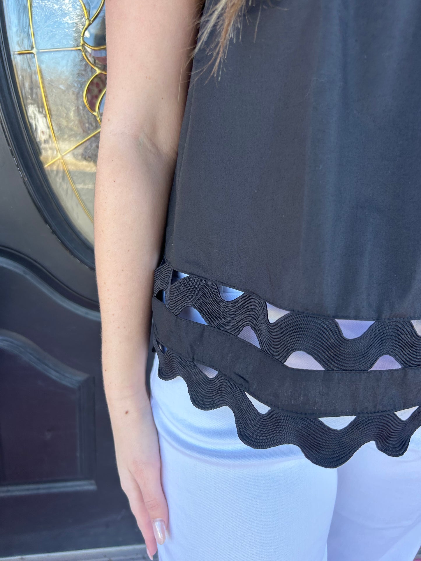 Black Rick Rack Top