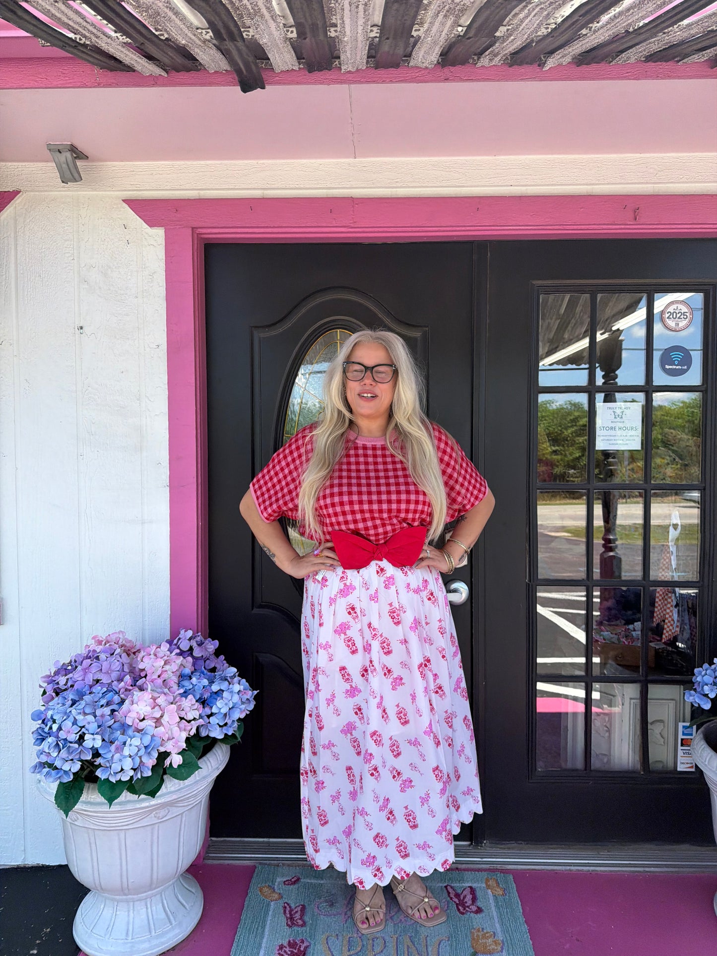 Pink/Red Checkered Sweater