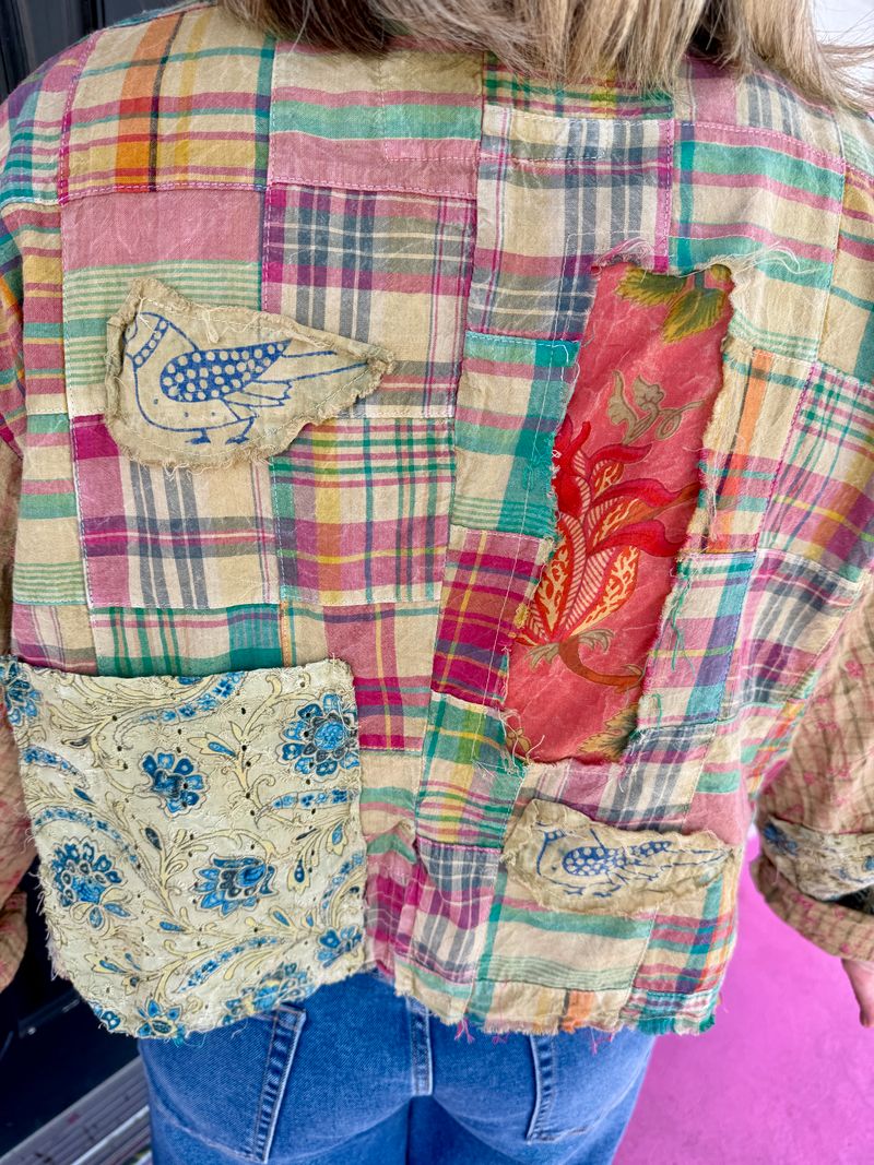Pink Plaid Crop Jacket