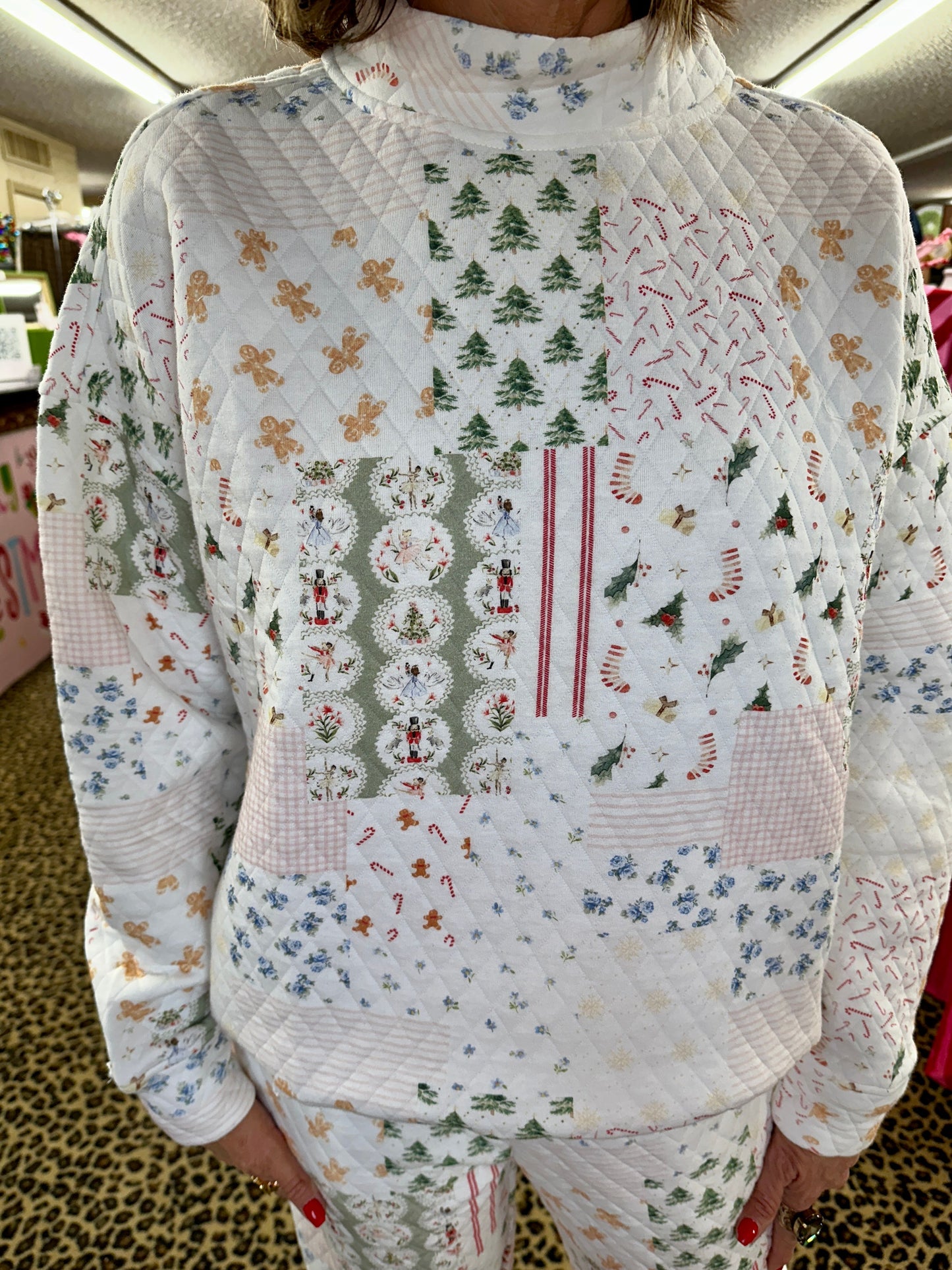 Christmas Quilted Mockneck SS