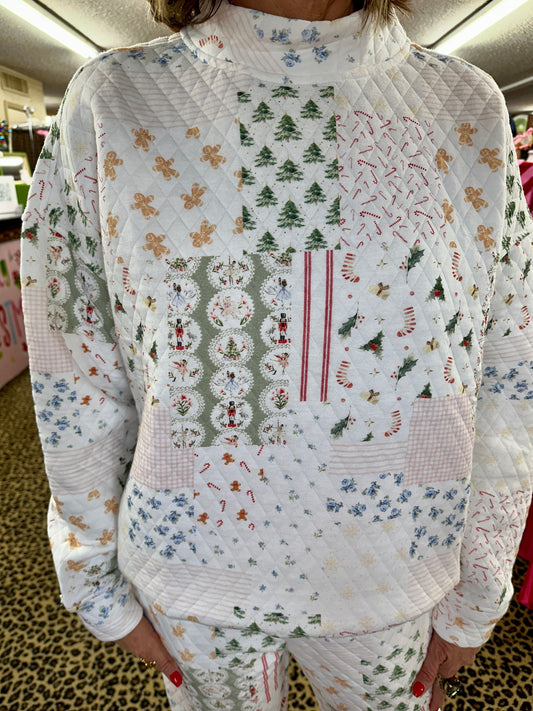 Christmas Quilted Mockneck SS