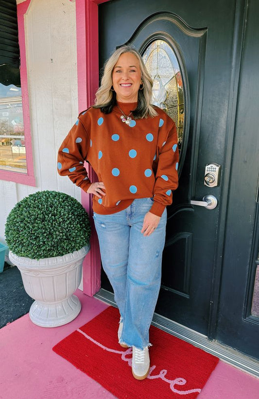 Brown Reversible Polka Dot SS