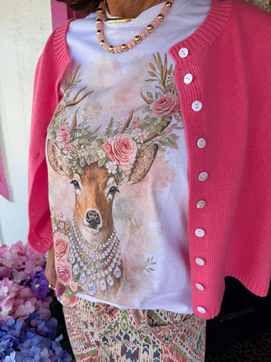 Coral SS Button Cardigan Sweater