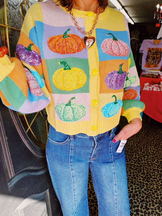 Colorblock Pumpkin Cardigan